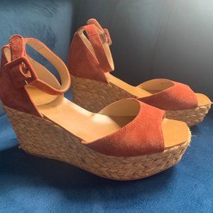 LIKE NEW! Mindie Tobacco Suede Espadrille Wedges